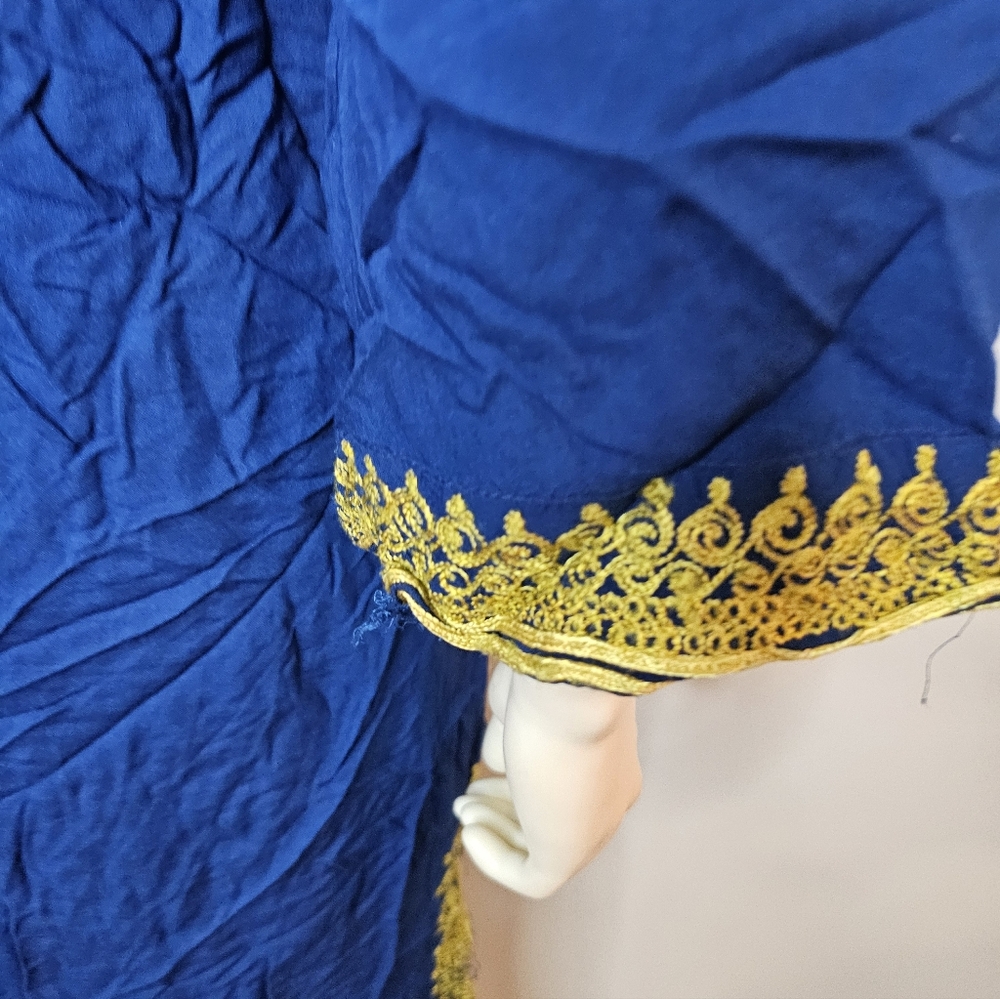 Elegant Blue and Gold Women's Swim Cover-Up Size S - Picture 5 of 12